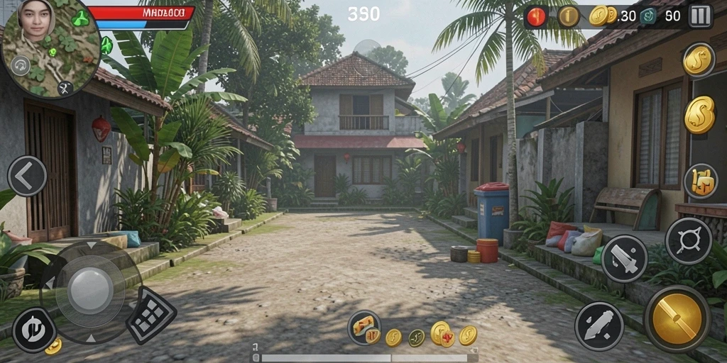 Screenshot menunjukkan karakter utama dalam pertarungan epik.